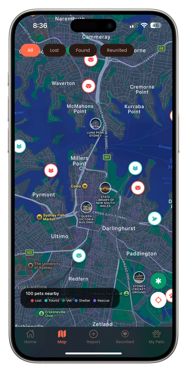 The Fur Finder mobile app